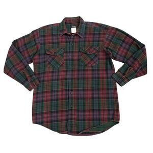 Vintage Codet Shirt Men's LT Green Purple Plaid Heavyweight Flannel Workwear USA